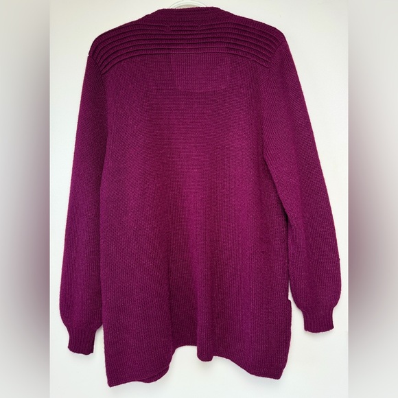 Peruvian Link Sweater Womens OS Deep Purple Cardigan Alpaca Cozy Open Soft Work - Picture 3 of 9